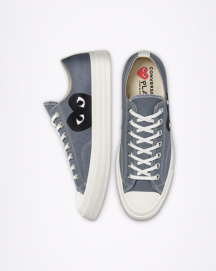 Tenisi Barbati Converse x Comme des Garçons PLAY Chuck 70 Gri Negrii | RO GV13CH876